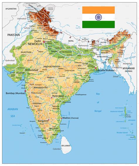 Physical Map Of India India Map World Geography Map Mountains In India