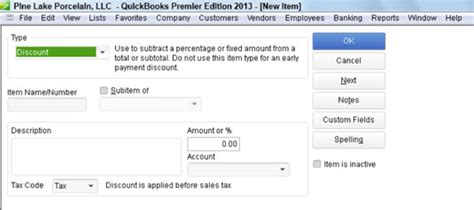 How To Add A Discount Item To The Item List In Quickbooks 2013 Dummies