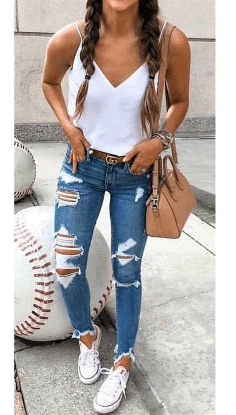 Cute Ripped Skinny Jeans Outfit For Women Womensjeans Womens Jeans