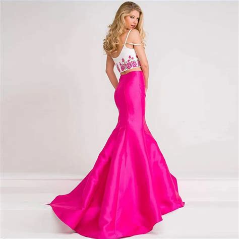 Fashion Hot Pink Floor Length Formal Skirts Womens Zipper Waistline Sexy Mermaid Long Party