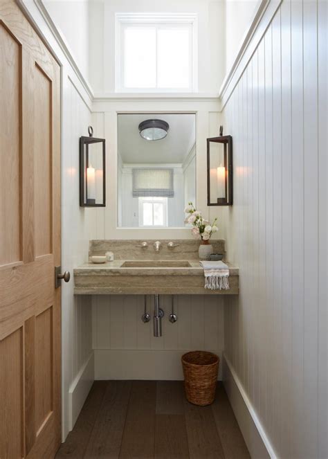 White Country Powder Room With Paneling Hgtv