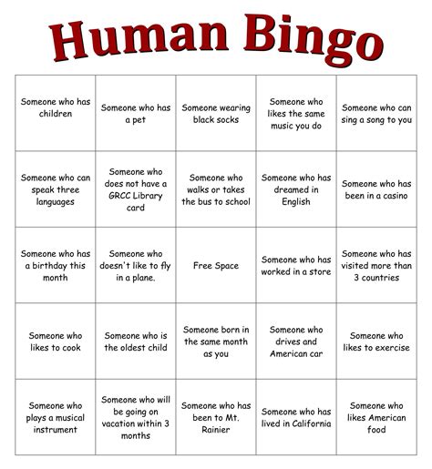 Bingo Card Template Blank Bingo Cards Card Templates Human Resources