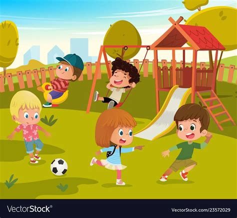 Baby Playground Summer Park Royalty Free Vector Image Kids Playing