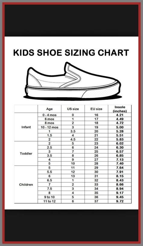 Vans Baby Shoes Size Chart