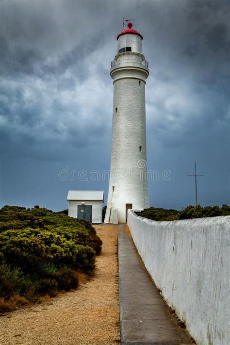 Cape Nelson Lighthouse With Approaching Storm In Early Morning Great