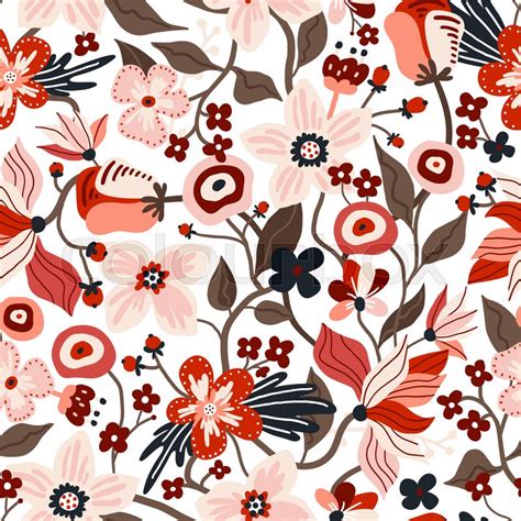 Seamless Pattern With Flowers Stock Vector Colourbox