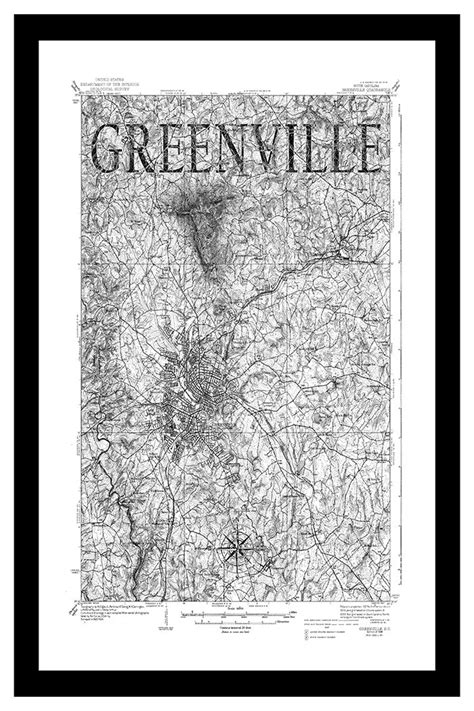 Greenville Map Vintage Map Of Greenville Sc City Maps On Etsy