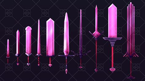 Fantasy Weapon Crystal Swords Set Gamedev Market