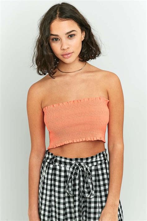 Pins And Needles Ruched Cropped Tube Top Bandeau Top Cropped Tube Top