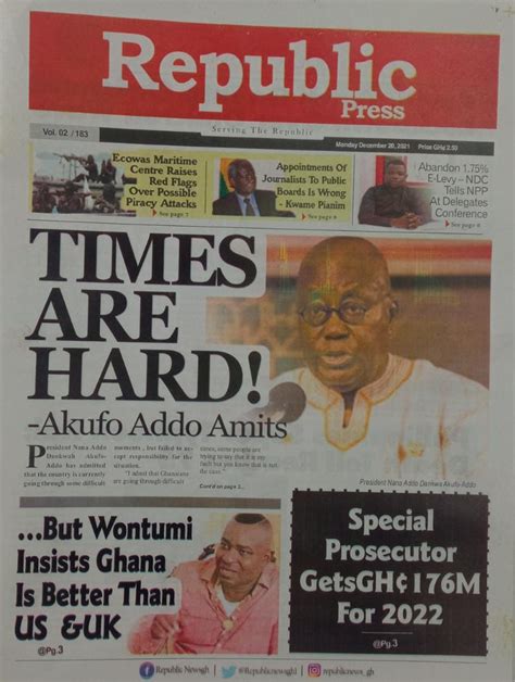 Newspaper Headlines Monday December 20 2021 Prime News Ghana