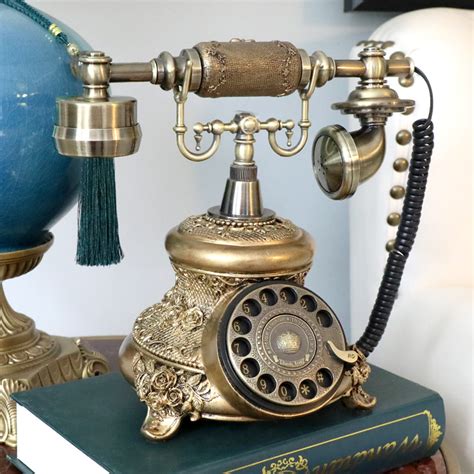 Retro Vintage Style Resin Rotary Dial Desk Telephone Phone For Home