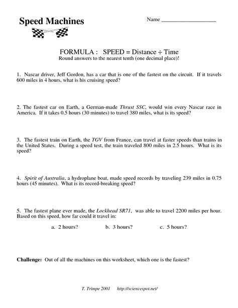 Welcome to the department of physics and astronomy answer key to the physics classroom 2009. 17 Best Images of Speed Formula Worksheet - Speed and ...