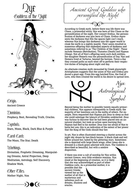 Nyx Goddess Of Night Symbols