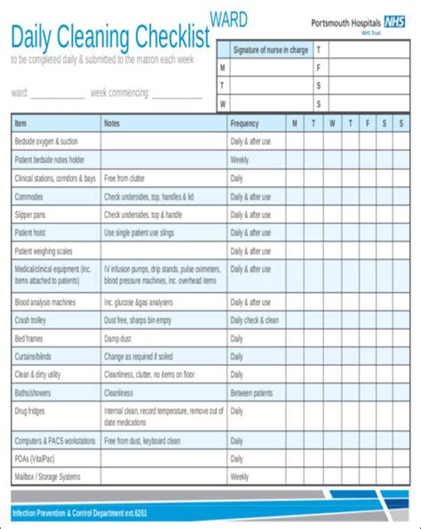 Free 28 Cleaning Checklist Samples And Templates In Pdf Ms Word
