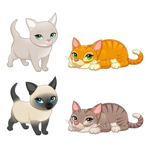 4 Cute Cats Vector Free Download