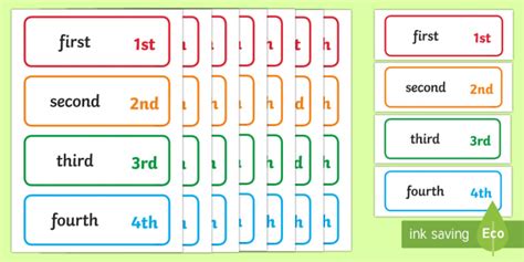Ordinal Numbers Word And Number Cards Teacher Made