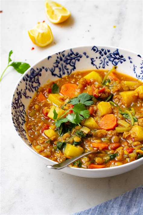 Vegan Curry Lentil Soup With Potatoes And Greens A Hearty 1 Pot Recipe