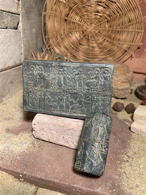 Sumerian Cylinder Seal Replica Of Queen Puabi Mesopotamian Art Etsy
