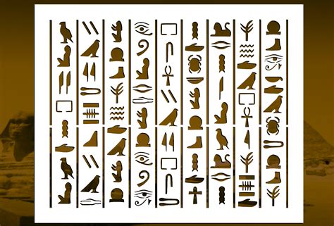 Egyptian Hieroglyphics Reusable Stencil Many Sizes Etsy Australia