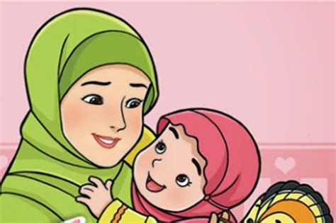 18 Gambar Animasi Muslimah Ibu Dan Anak