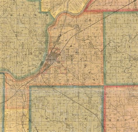 Tippecanoe County Indiana 1866 Old Wall Map Reprint With Etsy