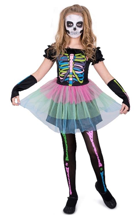 Girls Skeleton Bones Tutu Child Costume Karnival