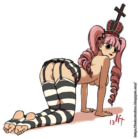 noise tanker perona one piece 1girl all fours anus ass barefoot black thighhighs