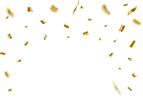 Golden Confetti And Ribbon Falling Isolated On A Transparent Background