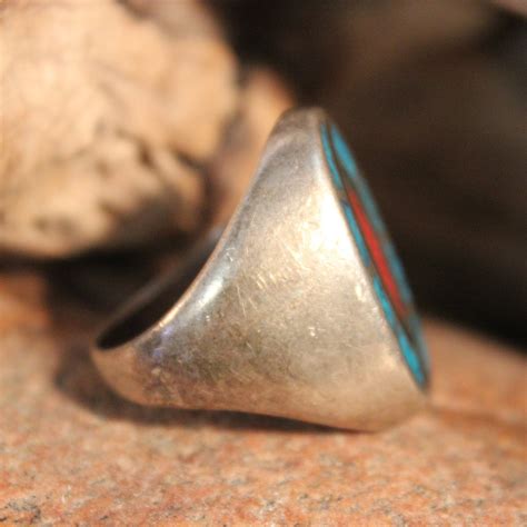 Mens Ring Heavy Sterling Silver Navajo Native American Vintage