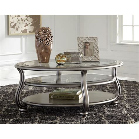 Ashley furniture airdon 3 piece coffee table set in bronze. Signature Design by Ashley Coralayne T820-0 Oval Cocktail ...