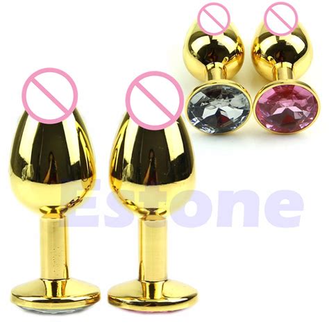 Gold Alloy Metal Plated Jeweled Butt Toy Plug Anal Insert Sexy Stopper