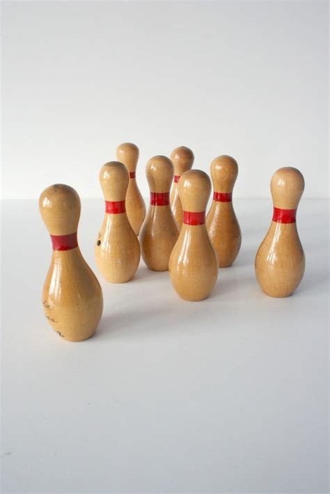 Set Of Miniature Wooden Bowling Pins Vintage By Mightyfinds