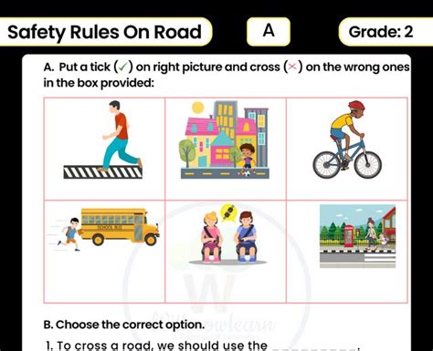 Safety Rules On Road Worksheet