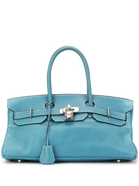 Hermès Pre Owned Birkin Shoulder Bag Blue Woven Handbags Hermes