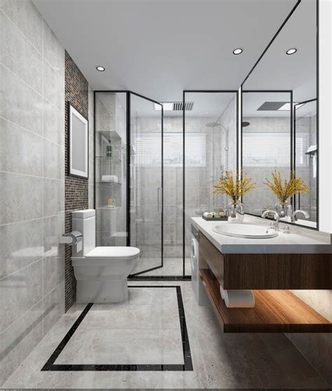 Premium Photo 3d Rendering Luxury Modern Design Bathroom And Toilet