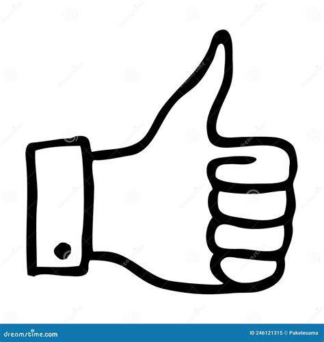 Doodle Thumbs Up Drawn With Thin Line Stock Vector Illustration Of