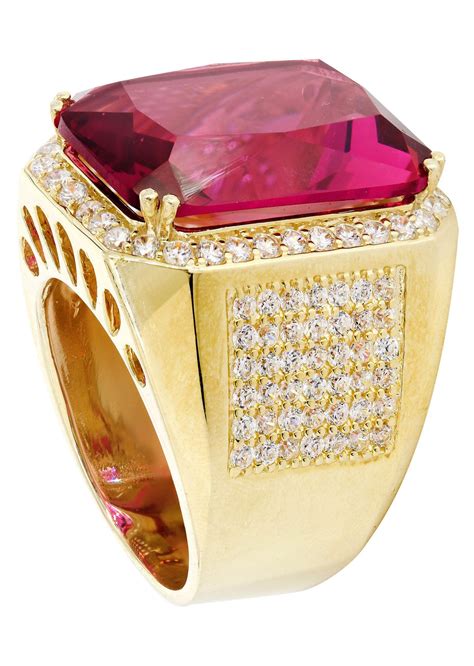 Ruby And Cz 10k Yellow Gold Mens Ring 218 Grams Frostnyc