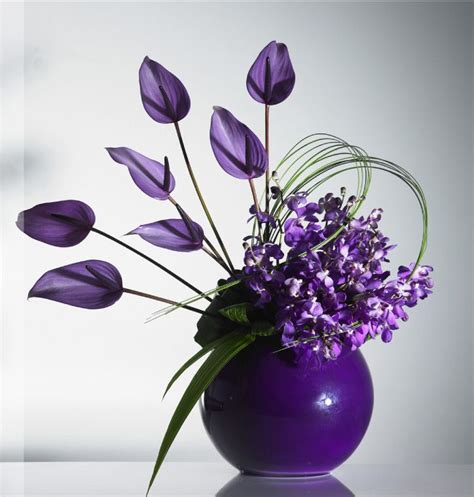 Beatrice J Peraza Purple Silk Flowers In Vase Artificial Silk