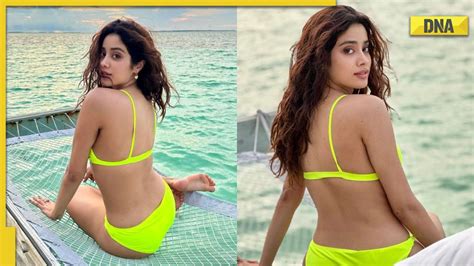janhvi kapoor sets internet on fire in neon yellow bikini photos go viral