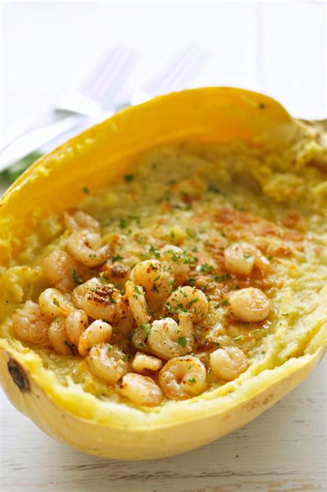 Slow Cooker Creamy Basil Pesto Spaghetti Squash With Garlic Butter