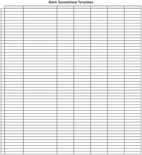 Printable Blank Spreadsheet Templates Free Spreadsheets Spreadsheet Template Excel