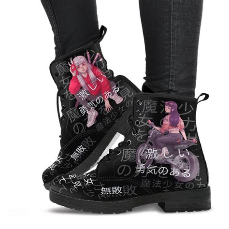 Anime Boots 7 Black Combat Boots Anime Custom Shoes Etsy