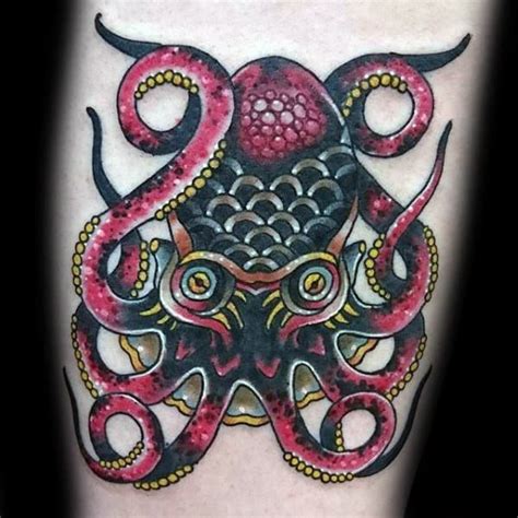 50 Traditional Octopus Tattoo Designs For Men Old School