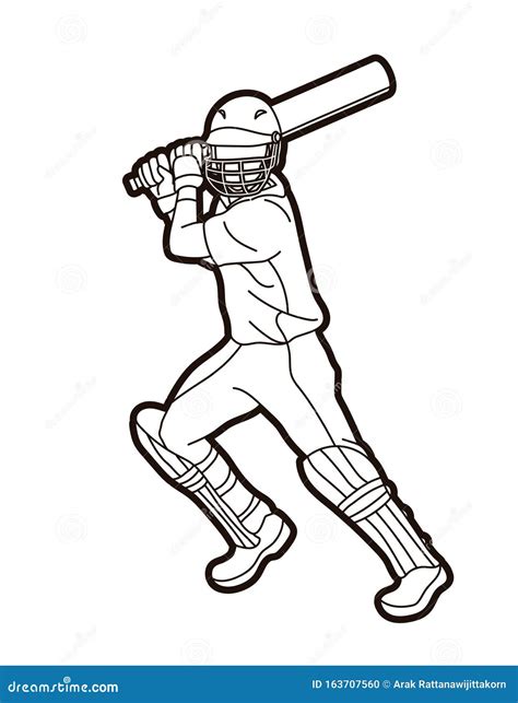 Dibujo Gráfico De La Caricatura De Los Jugadores Deportivos De Críquet