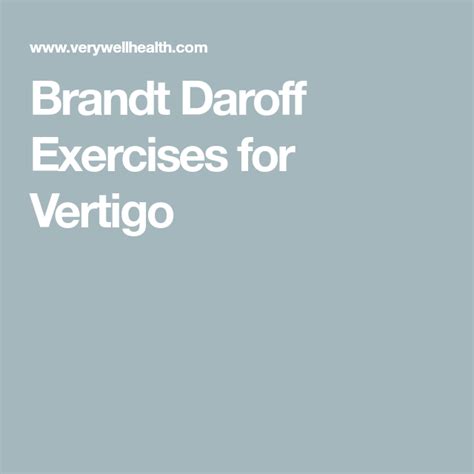 Brandt Daroff Exercises For Vertigo Vertigo Exercise Excercise