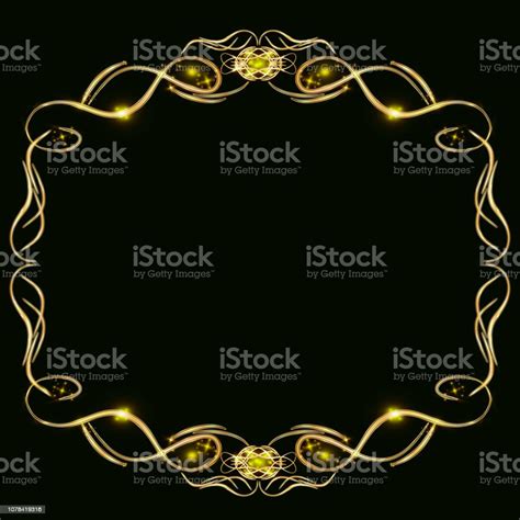 Gold Glitter Frame On A Black Background Stock Illustration Download