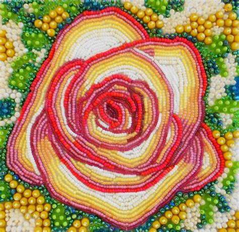 Custom Seed Bead Embroidered Rose By Contemporary Seed Bead Embroidery