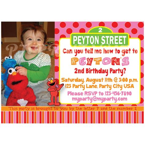 Elmo Sesame Street Birthday Invitation Custom Digital File My Xxx Hot Girl
