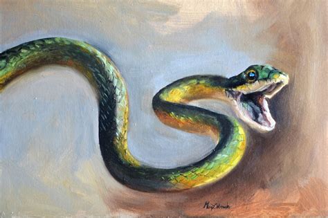 Snake Oil Painting Snake Painting Reptile Painting Snake Art Original