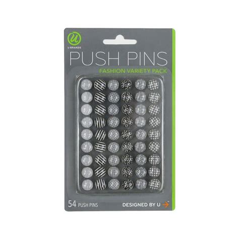 U Brands Fashion Steel Push Pins Assorted Colors 54 Ct
